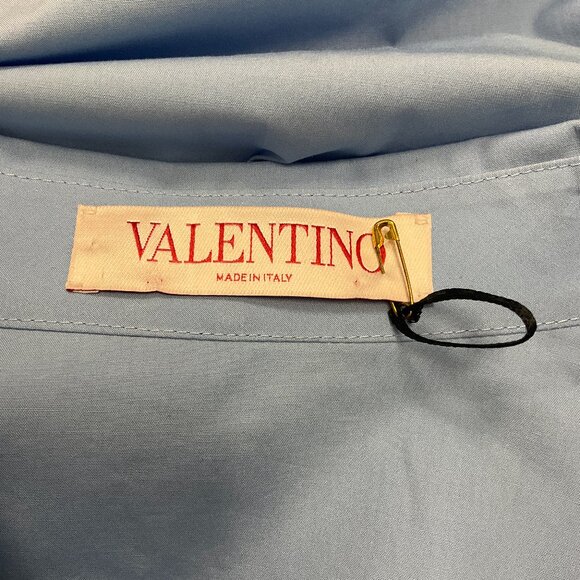 Valentino Blue 2022 Pussy-Bow Tailored Long-Sleeved Shirt - Picture 4 of 5